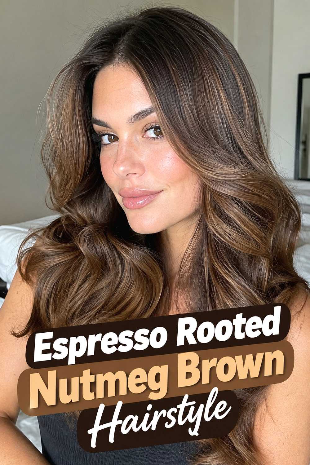 14. Espresso Rooted Nutmeg Brown Hairstyle