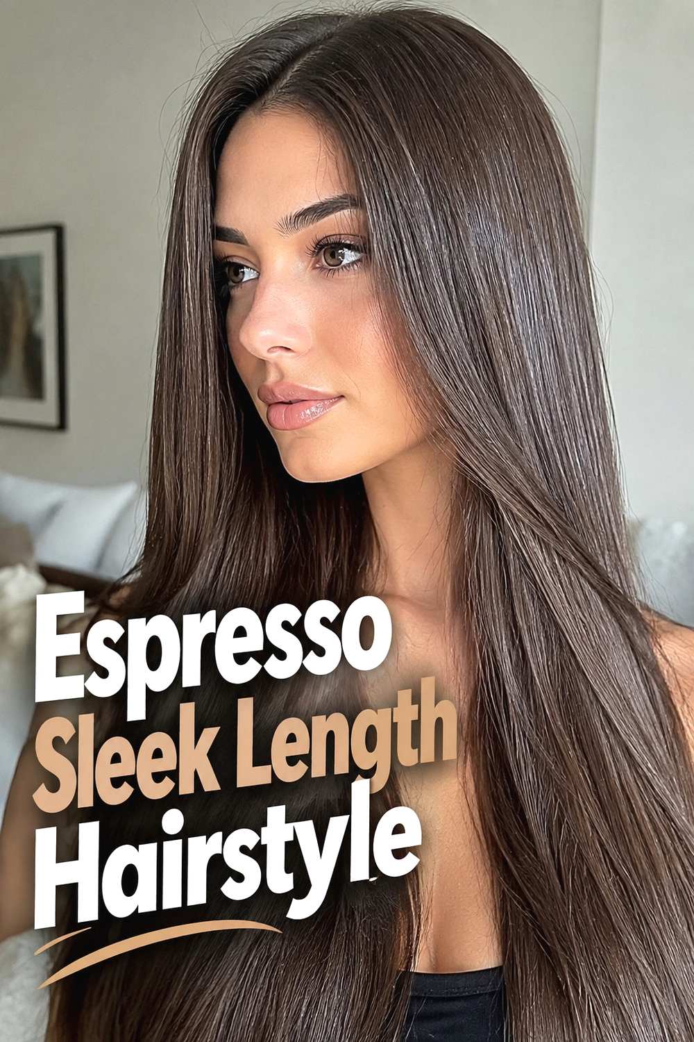 2. Espresso Sleek Length Hairstyle