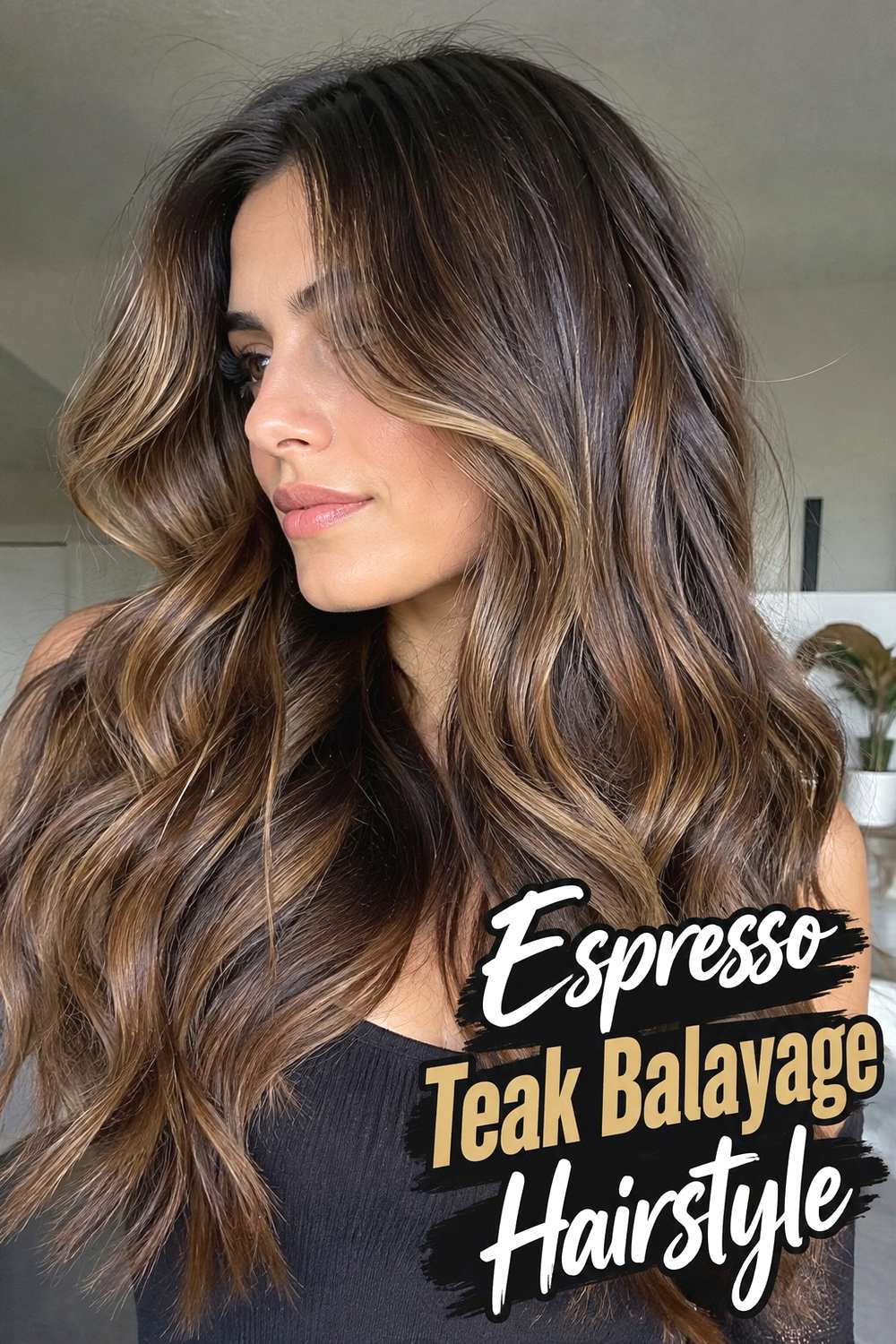 12. Espresso Teak Balayage Hairstyle
