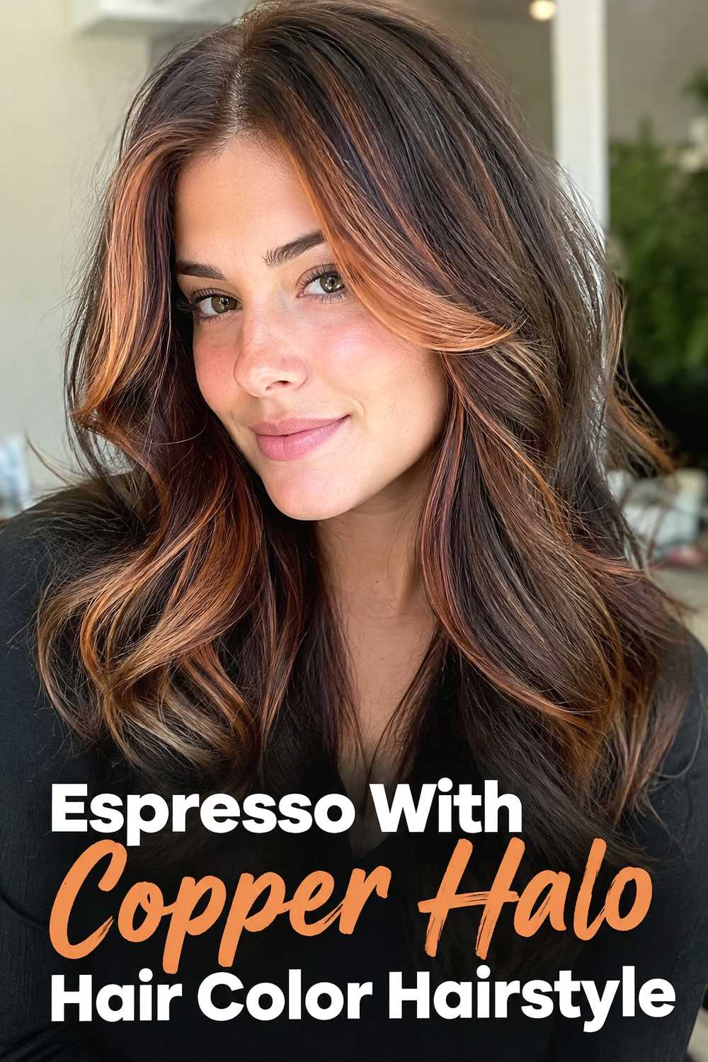 14. Espresso With Copper Halo Hair Color Hairstyle