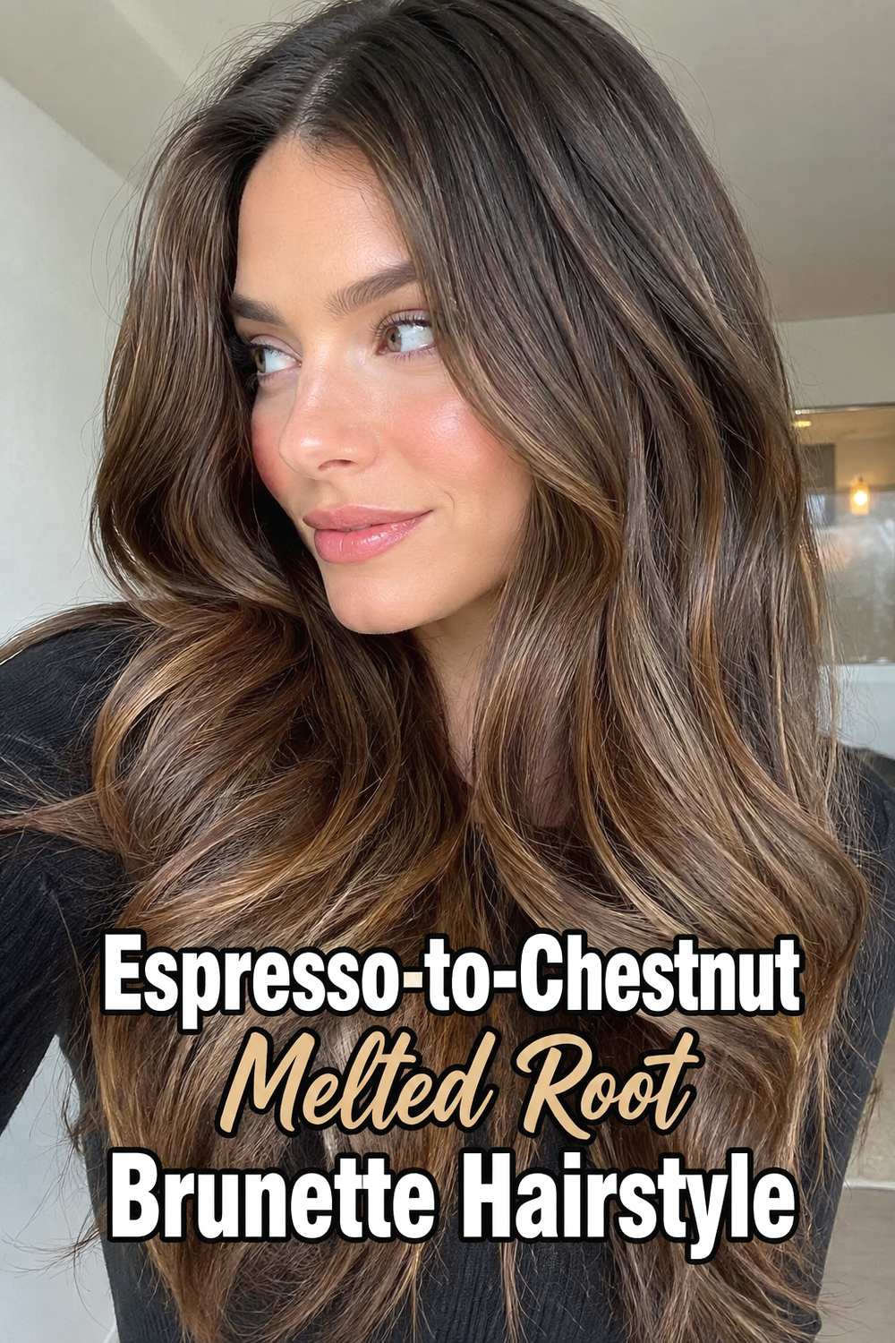 2. Espresso To Chestnut Melted Root Brunette Hairstyle