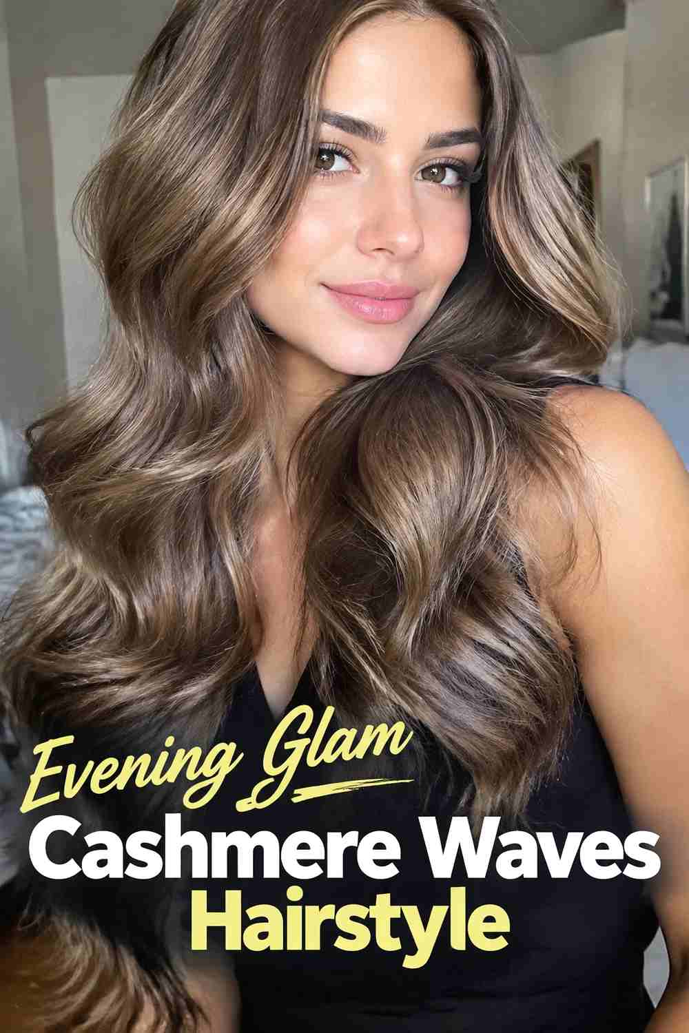 16. Evening Glam Cashmere Waves Hairstyle