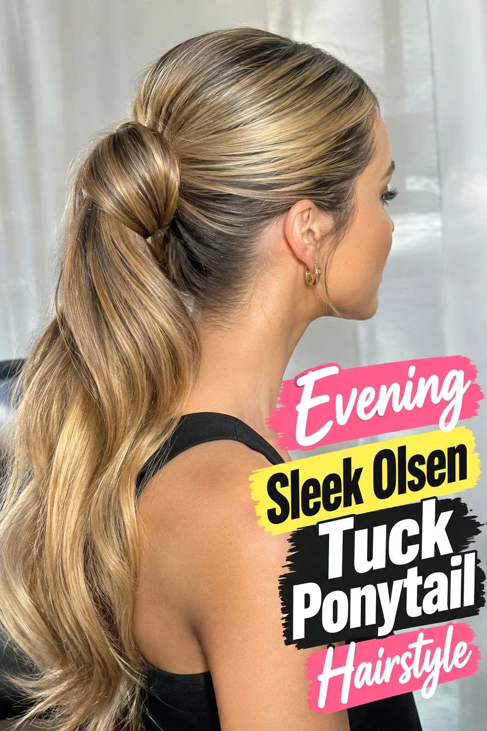 14. Evening Sleek Olsen Tuck Ponytail Hairstyle
