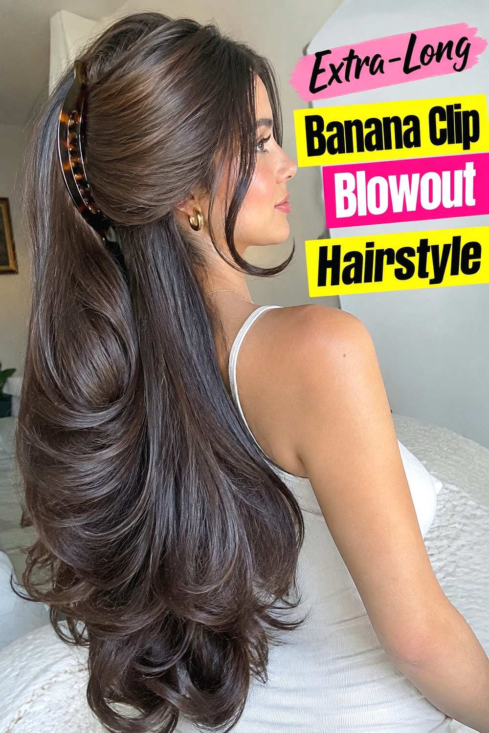 9. Extra Long Banana Clip Blowout Hairstyle