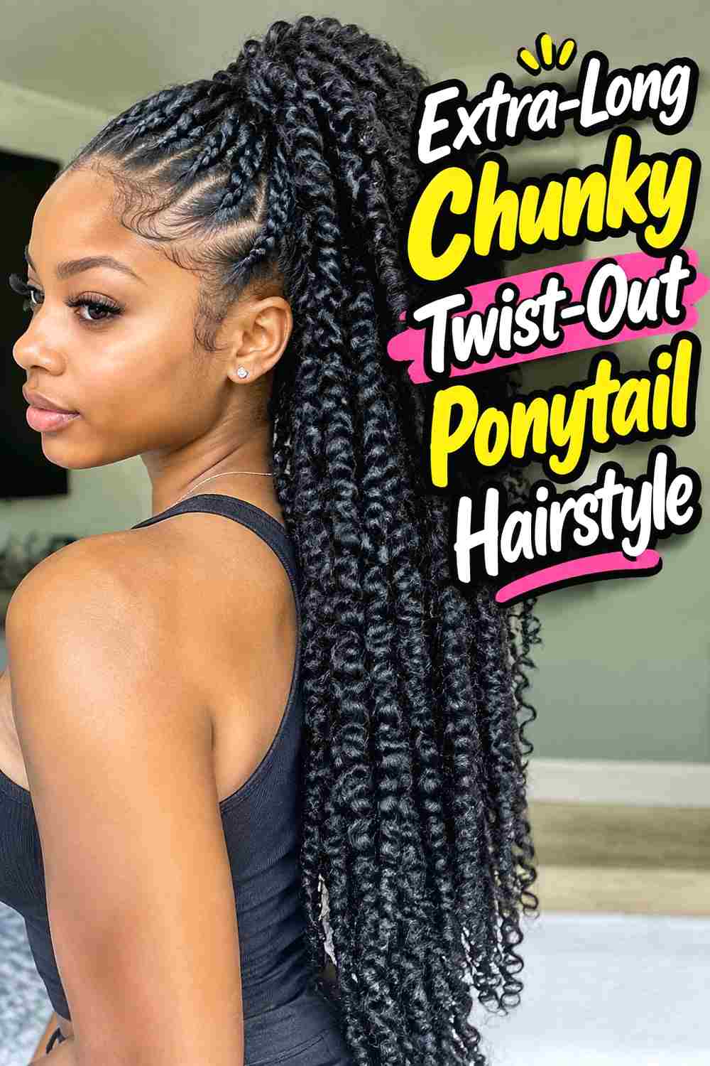 17. Extra Long Chunky Twist Out Ponytail Hairstyle