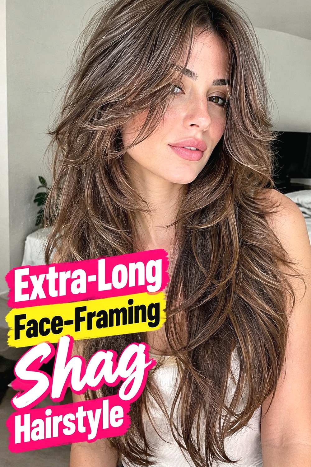 2. Extra Long Face Framing Shag Hairstyle