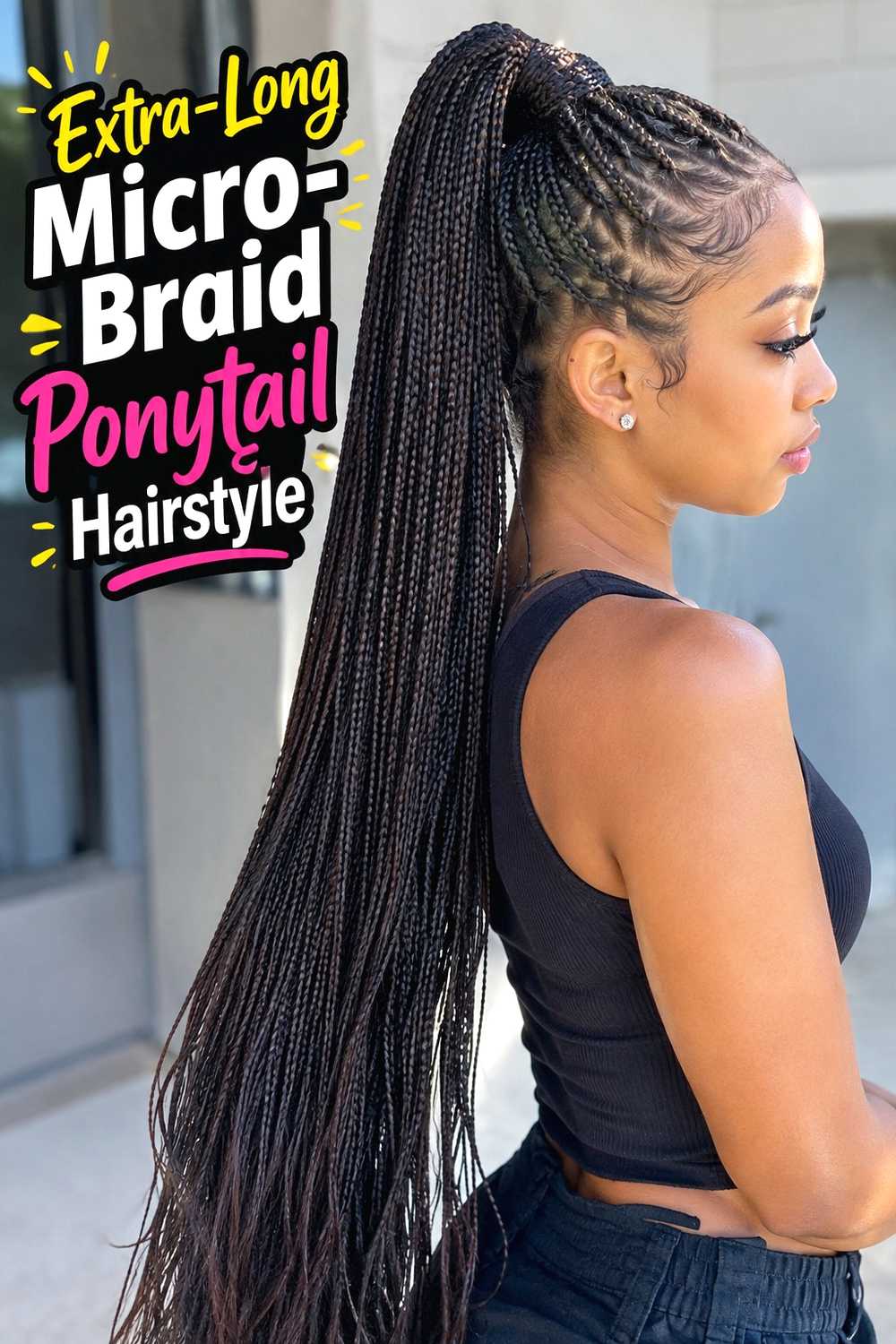 15. Extra Long Micro Braid Ponytail Hairstyle