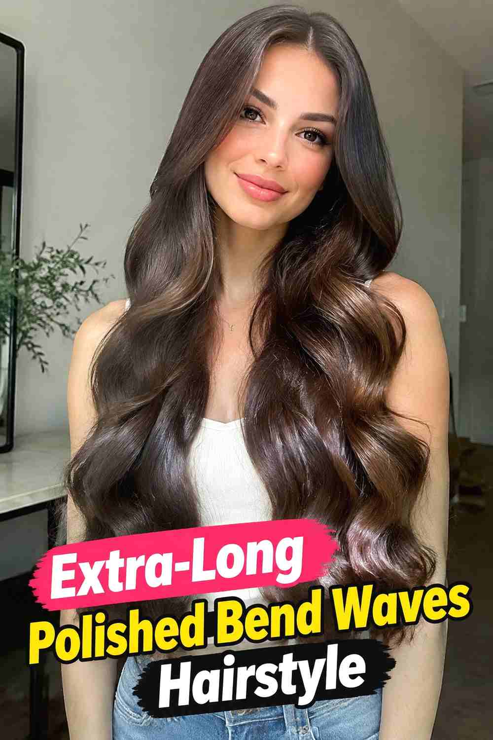 18. Extra Long Polished Bend Waves Hairstyle