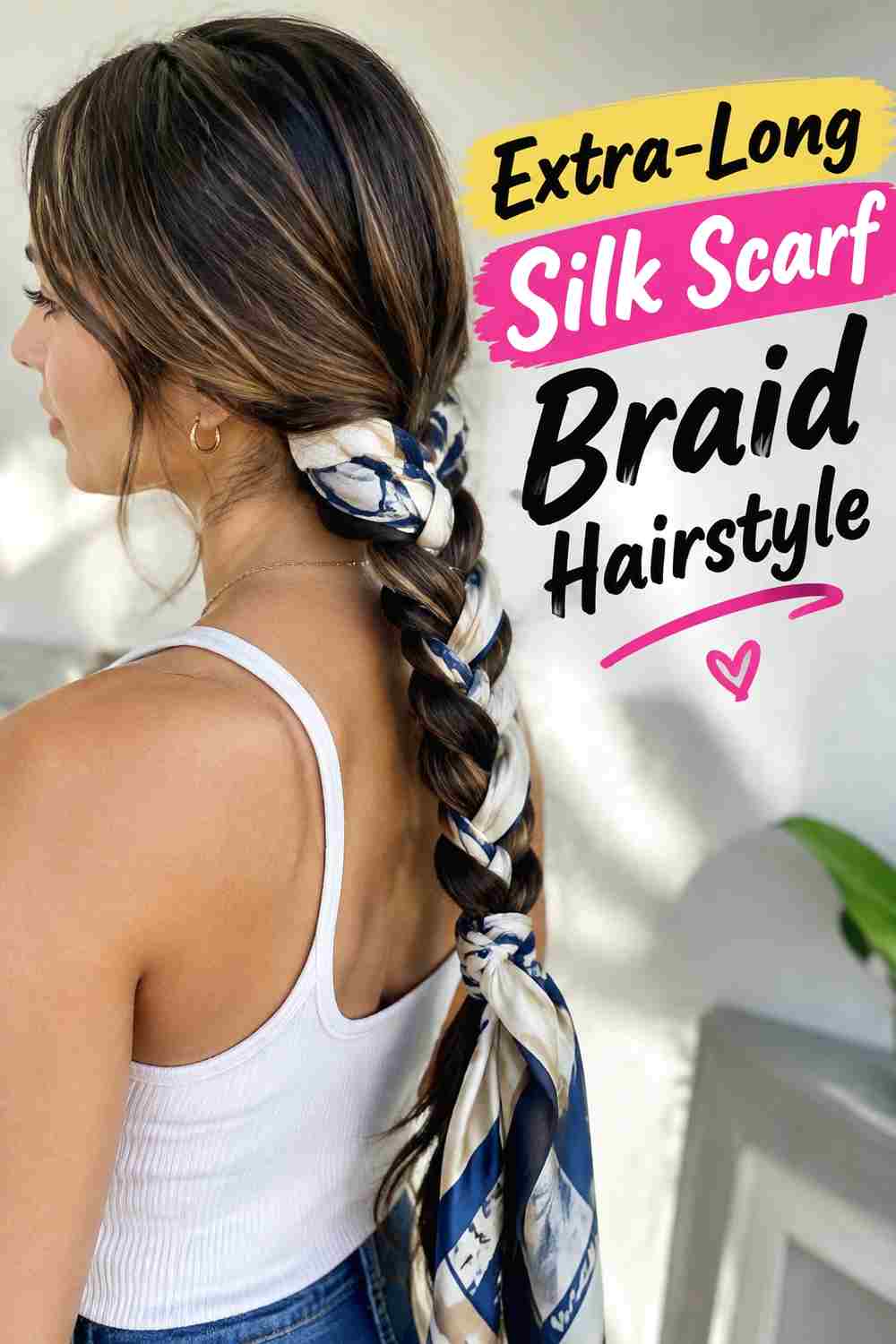14. Extra Long Silk Scarf Braid Hairstyle