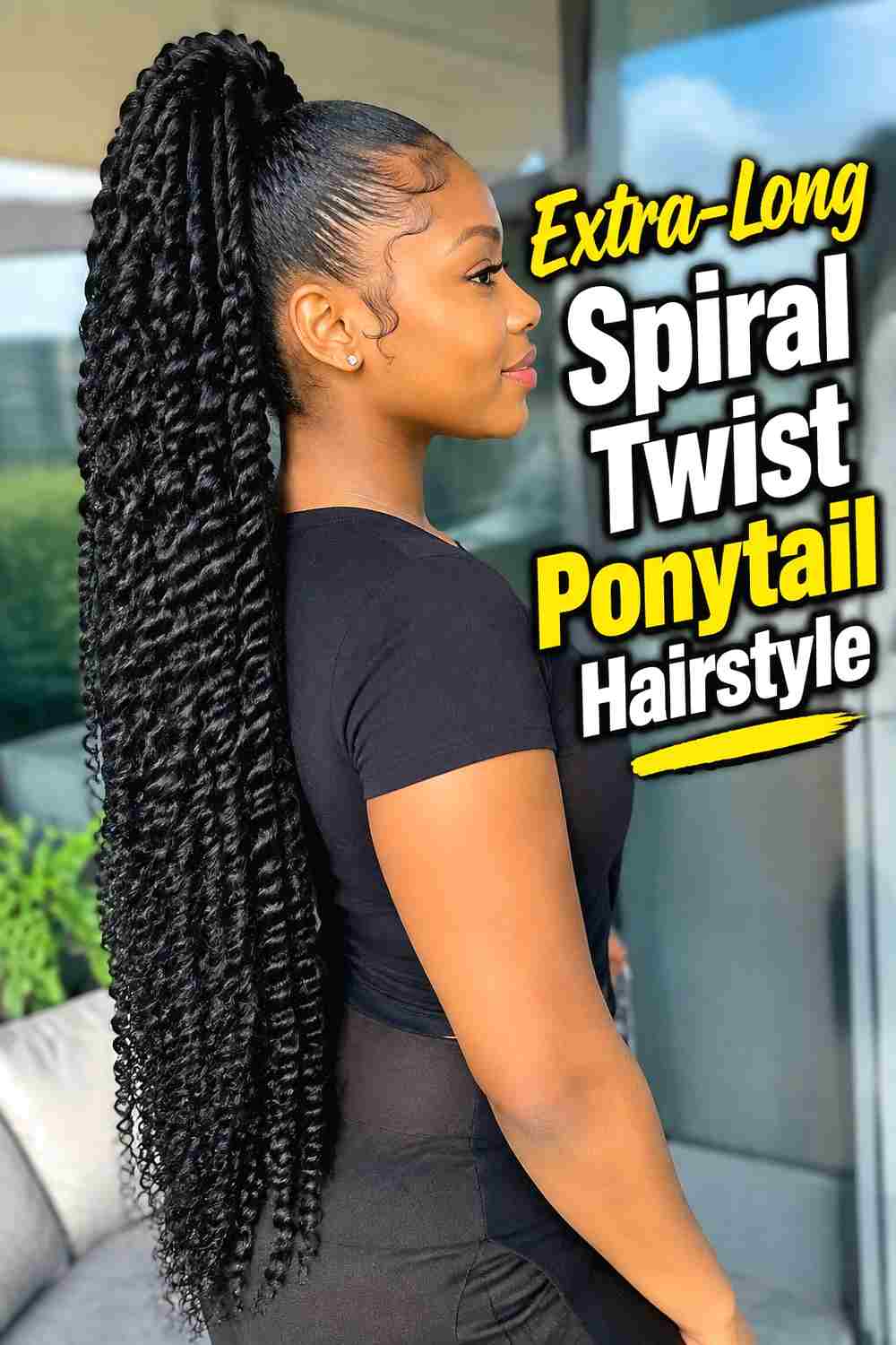 14. Extra Long Spiral Twist Ponytail Hairstyle