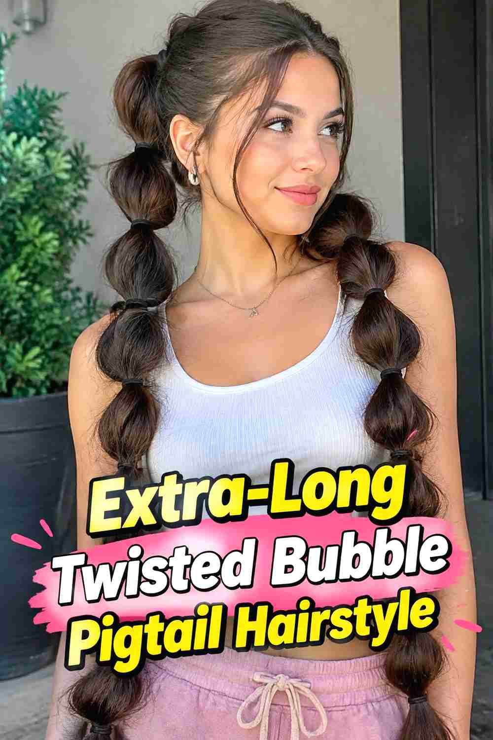18. Extra Long Twisted Bubble Pigtail Hairstyle