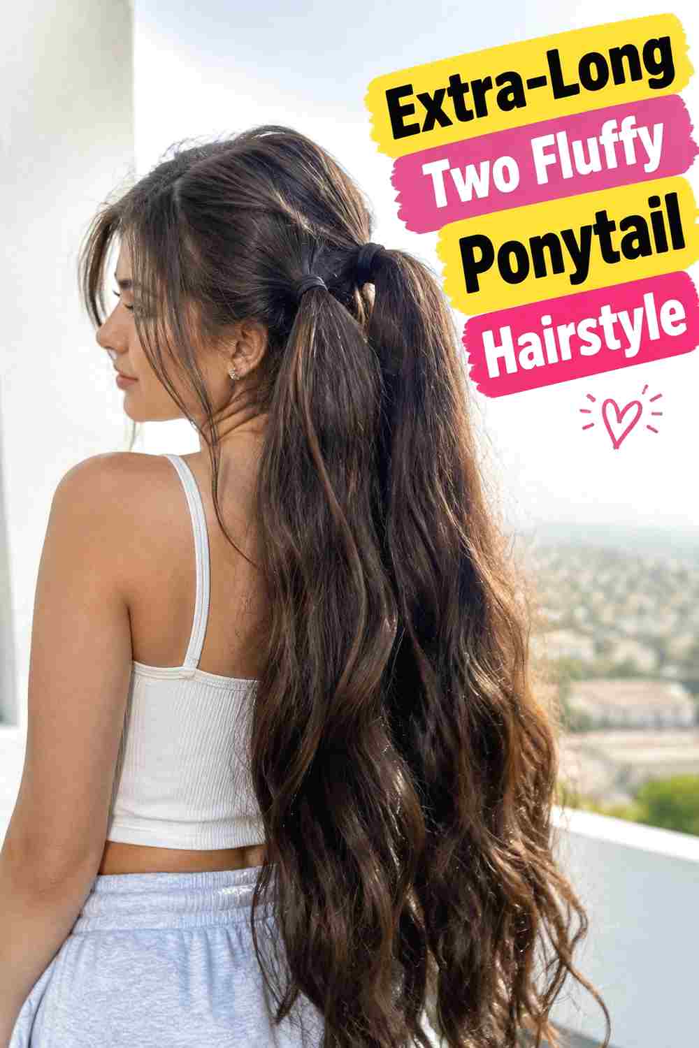 13. Extra Long Two Fluffy Ponytail Hairstyle
