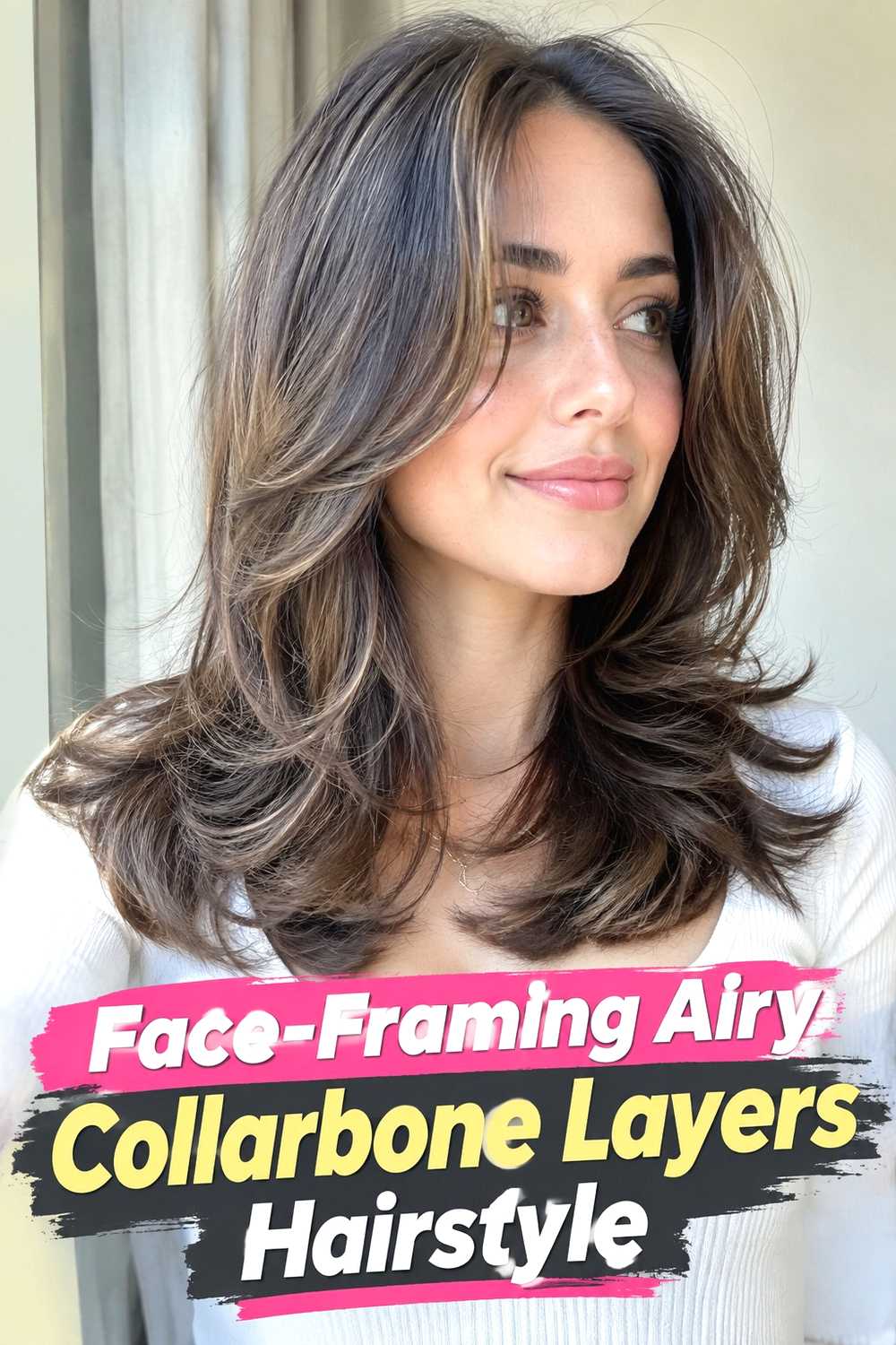 2. Face Framing Airy Collarbone Layers Hairstyle