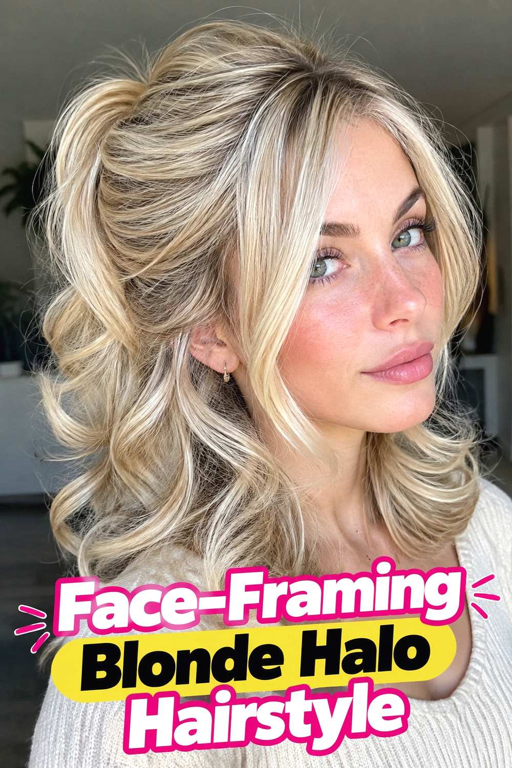 1. Face Framing Blonde Halo Hairstyle