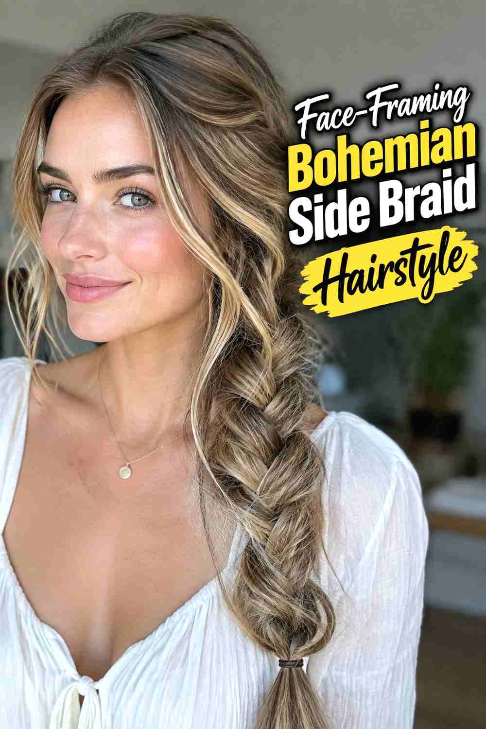 7. Face Framing Bohemian Side Braid Hairstyle