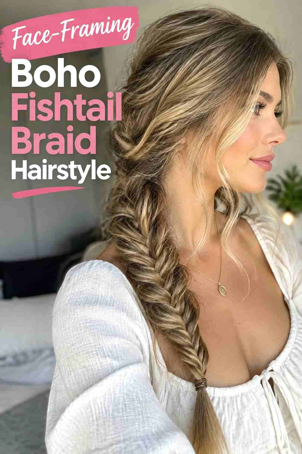 9. Face Framing Boho Fishtail Braid Hairstyle