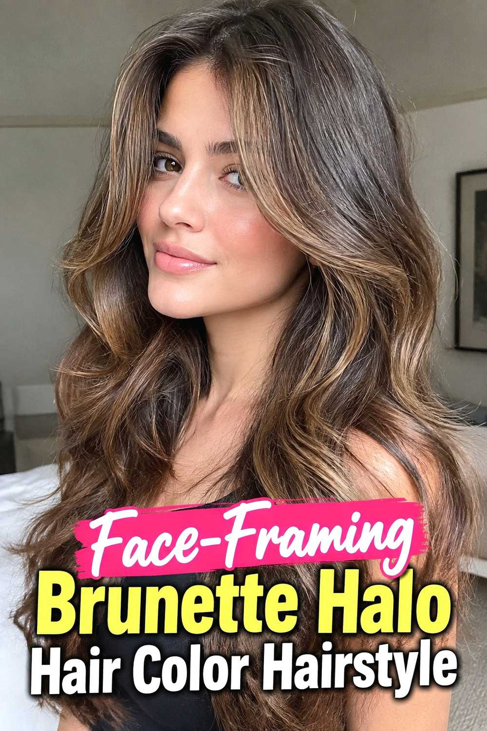 12. Face Framing Brunette Halo Hair Color Hairstyle