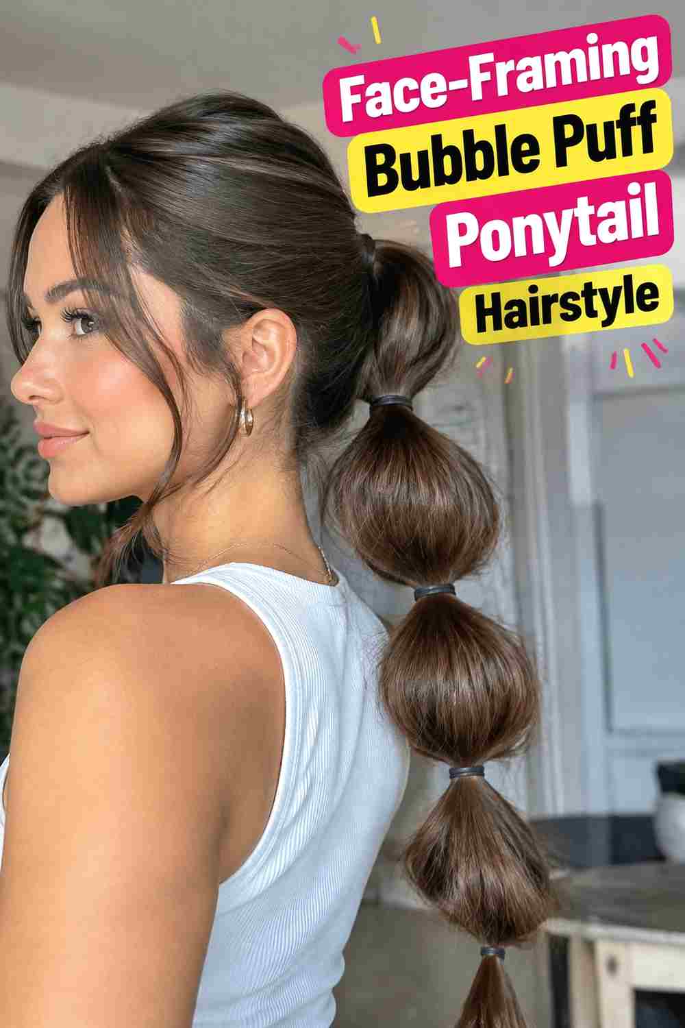 13. Face Framing Bubble Puff Ponytail Hairstyle