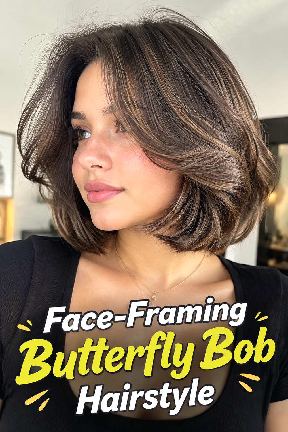Face-Framing Butterfly Bob Hairstyle