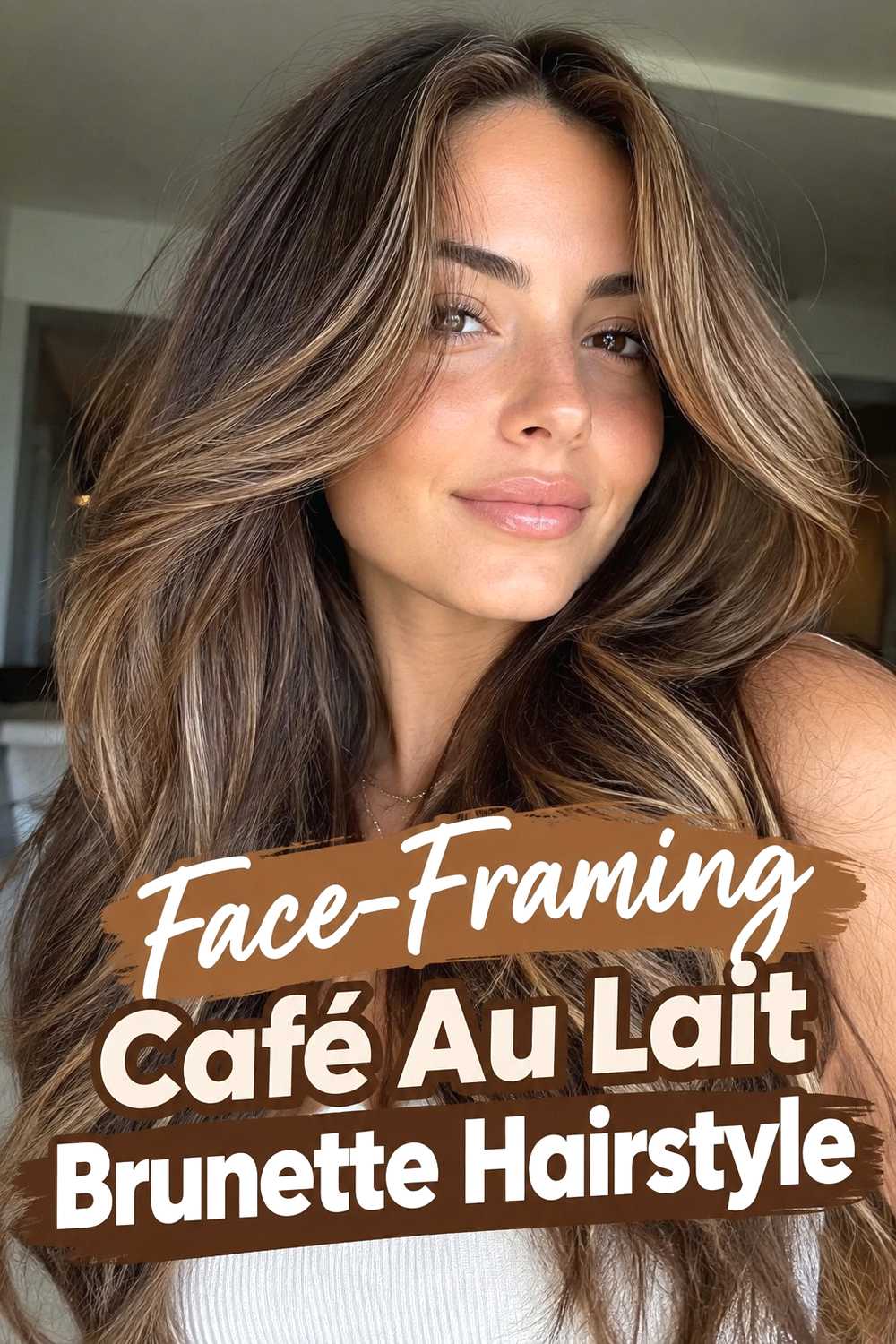7. Face Framing Cafe Au Lait Brunette Hairstyle