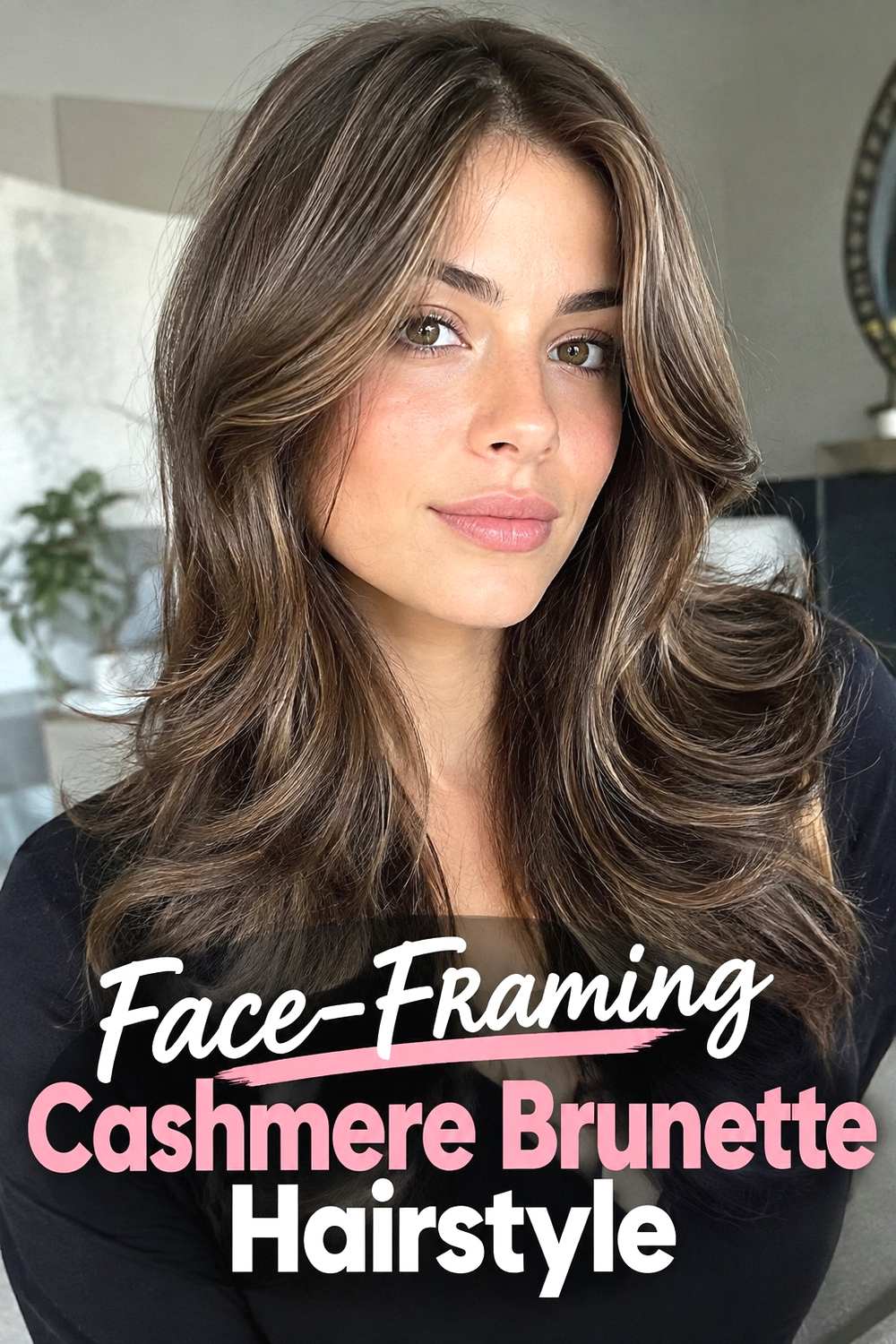 8. Face Framing Cashmere Brunette Hairstyle