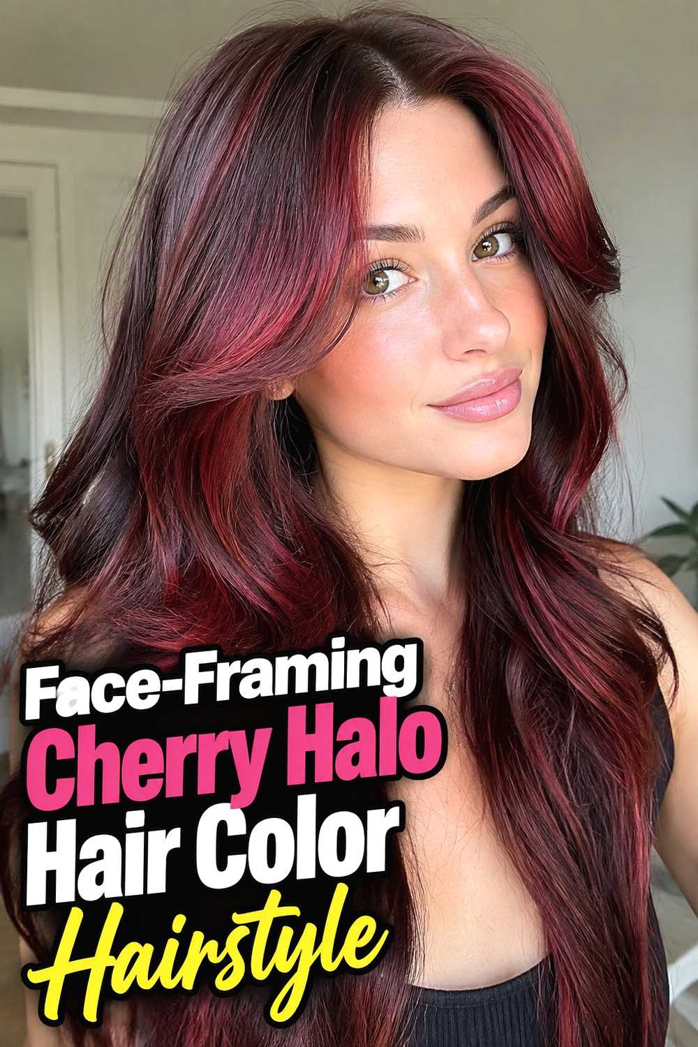 11. Face Framing Cherry Halo Hair Color Hairstyle