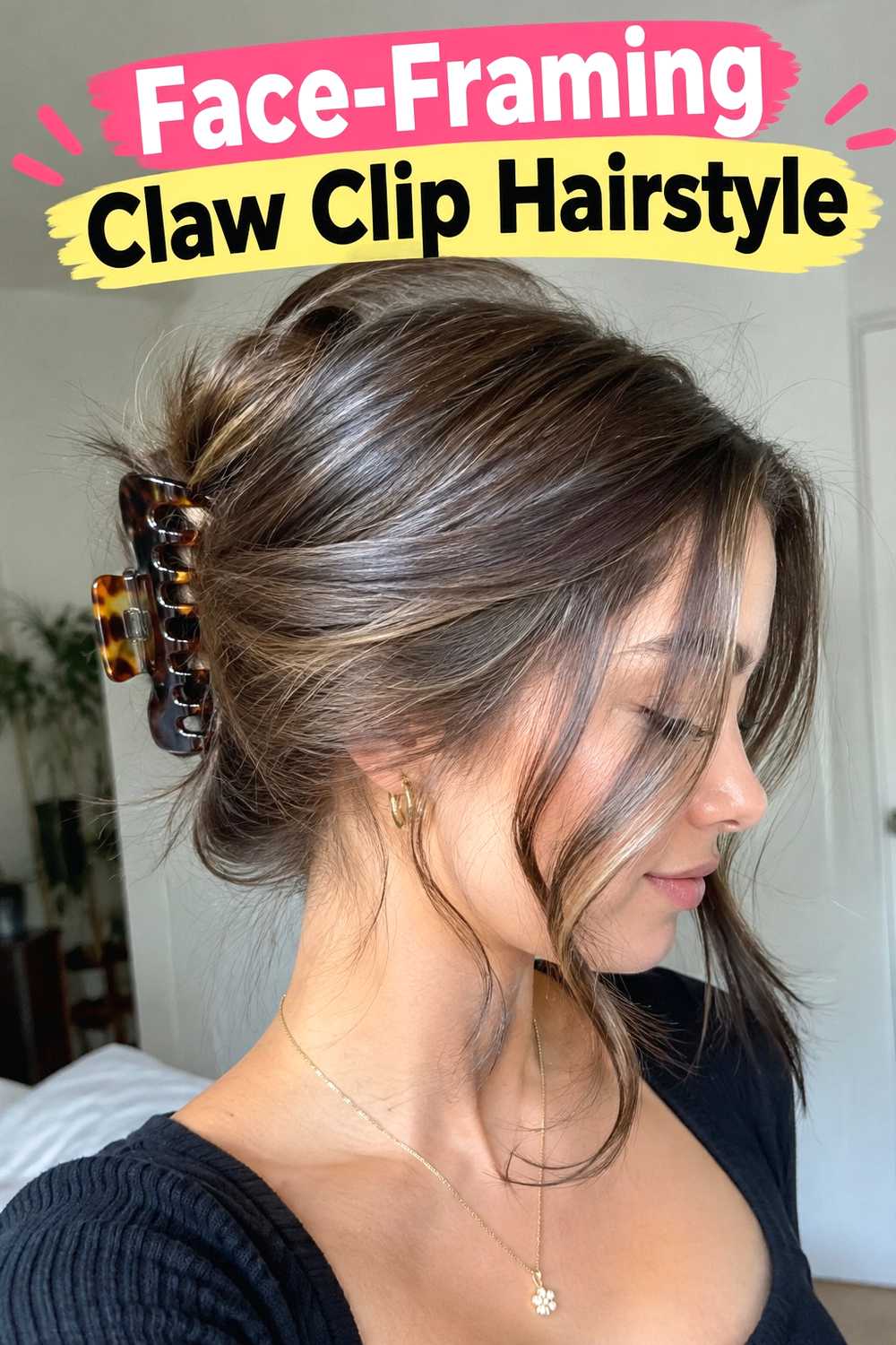 10. Face Framing Claw Clip Hairstyle