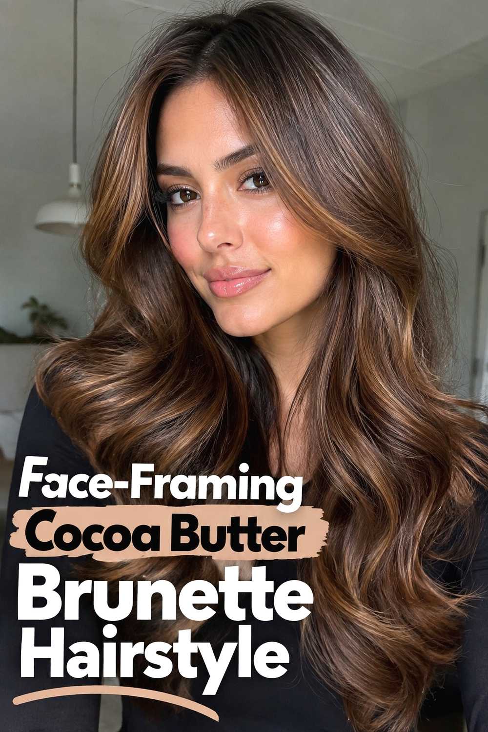 8. Face Framing Cocoa Butter Brunette Hairstyle