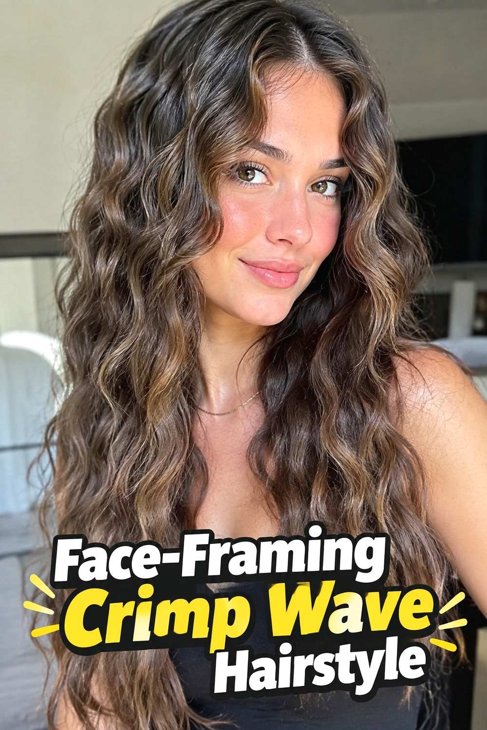 10. Face Framing Crimp Wave Hairstyle