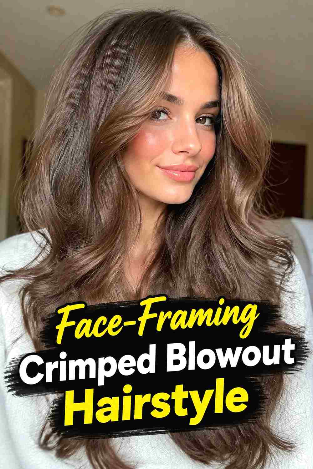 4. Face Framing Crimped Blowout Hairstyle