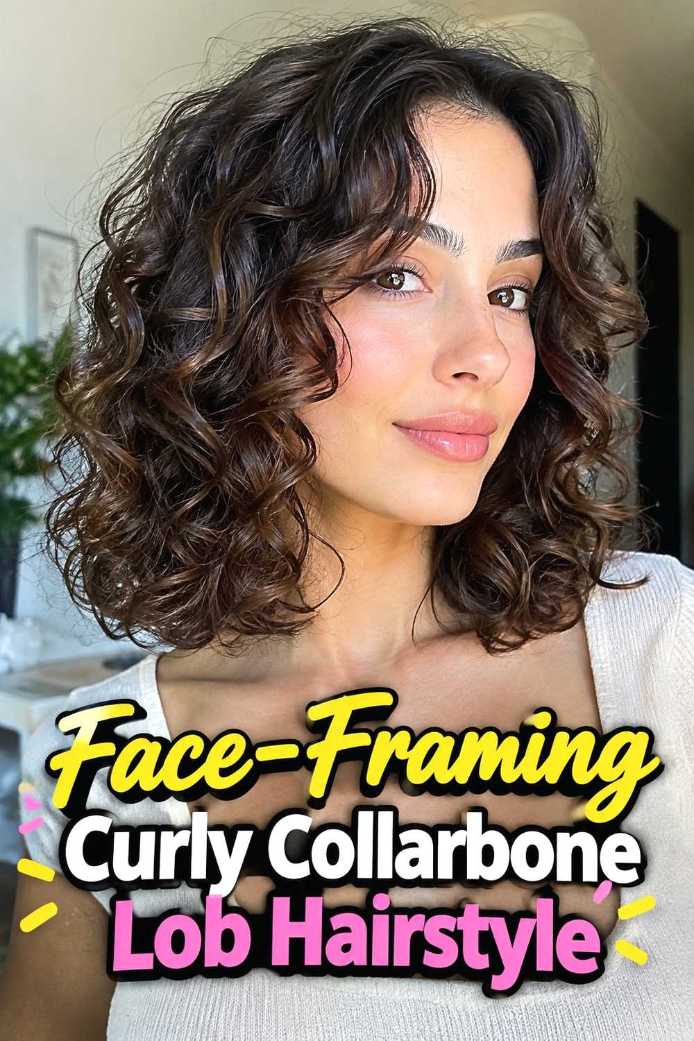 3. Face Framing Curly Collarbone Lob Hairstyle