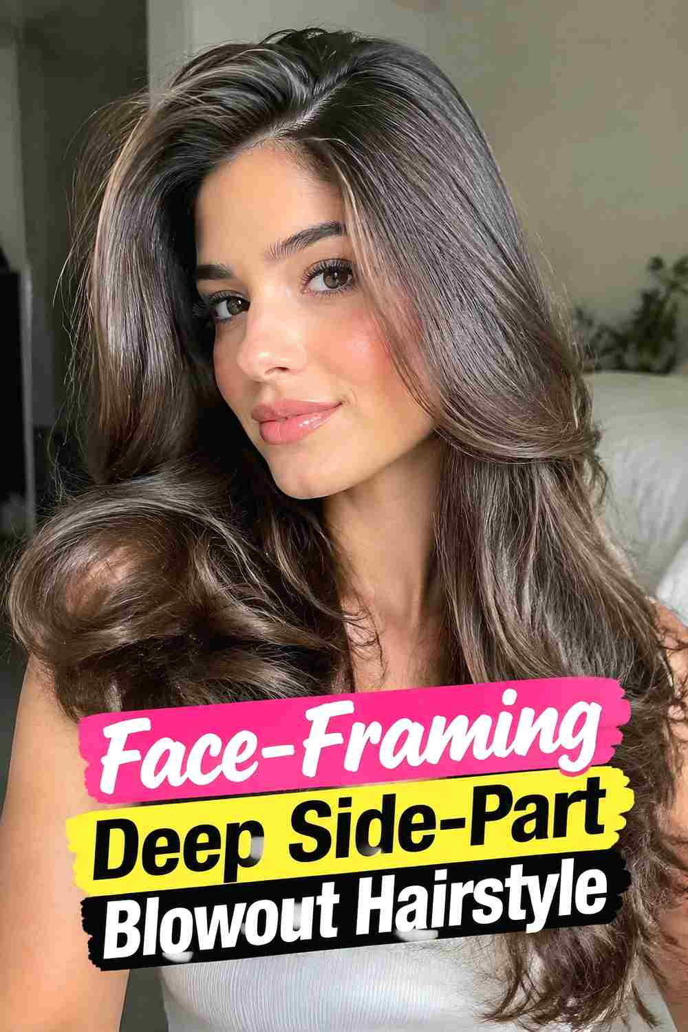 4. Face Framing Deep Side Part Blowout Hairstyle
