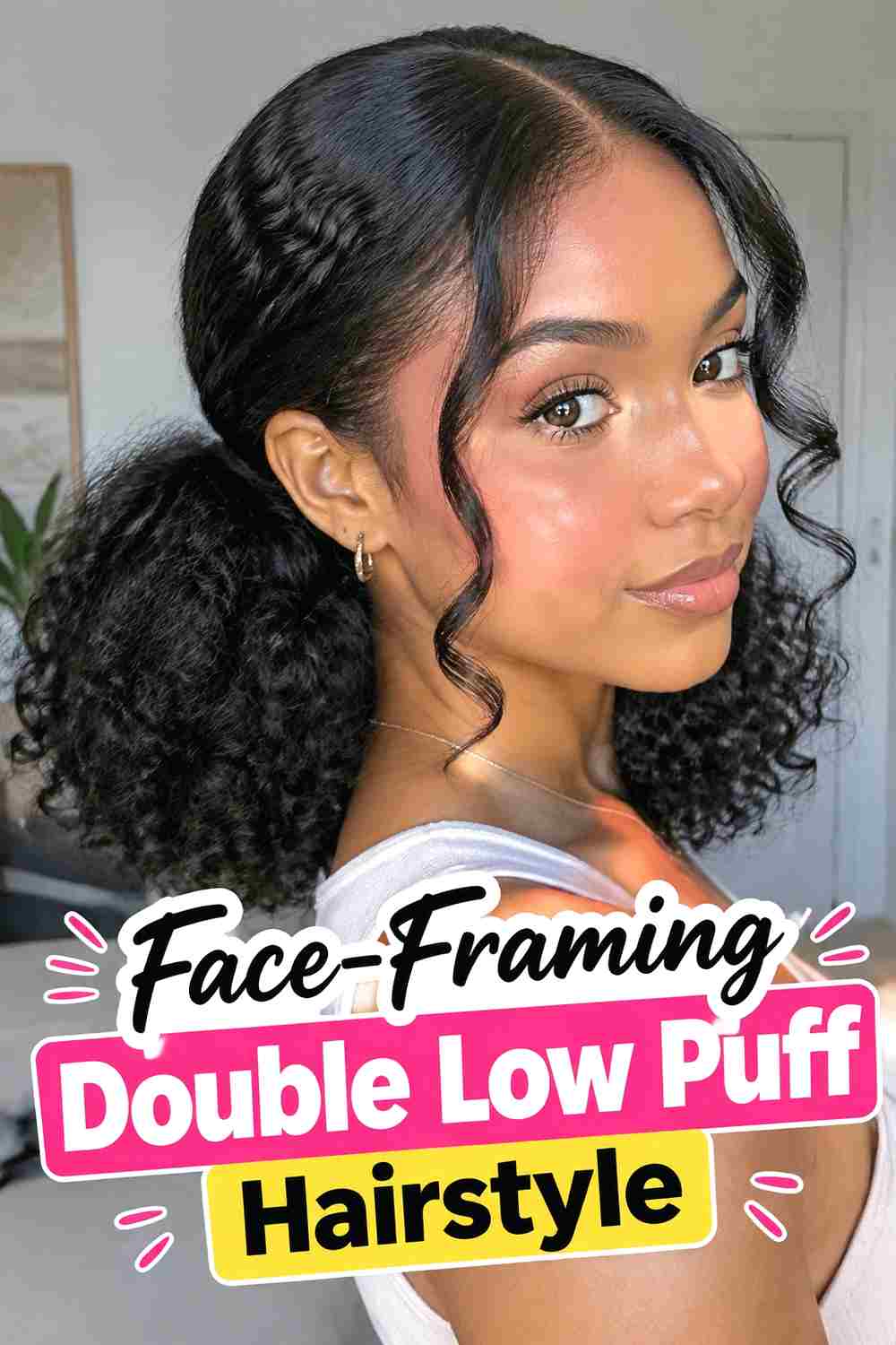 10. Face Framing Double Low Puff Hairstyle