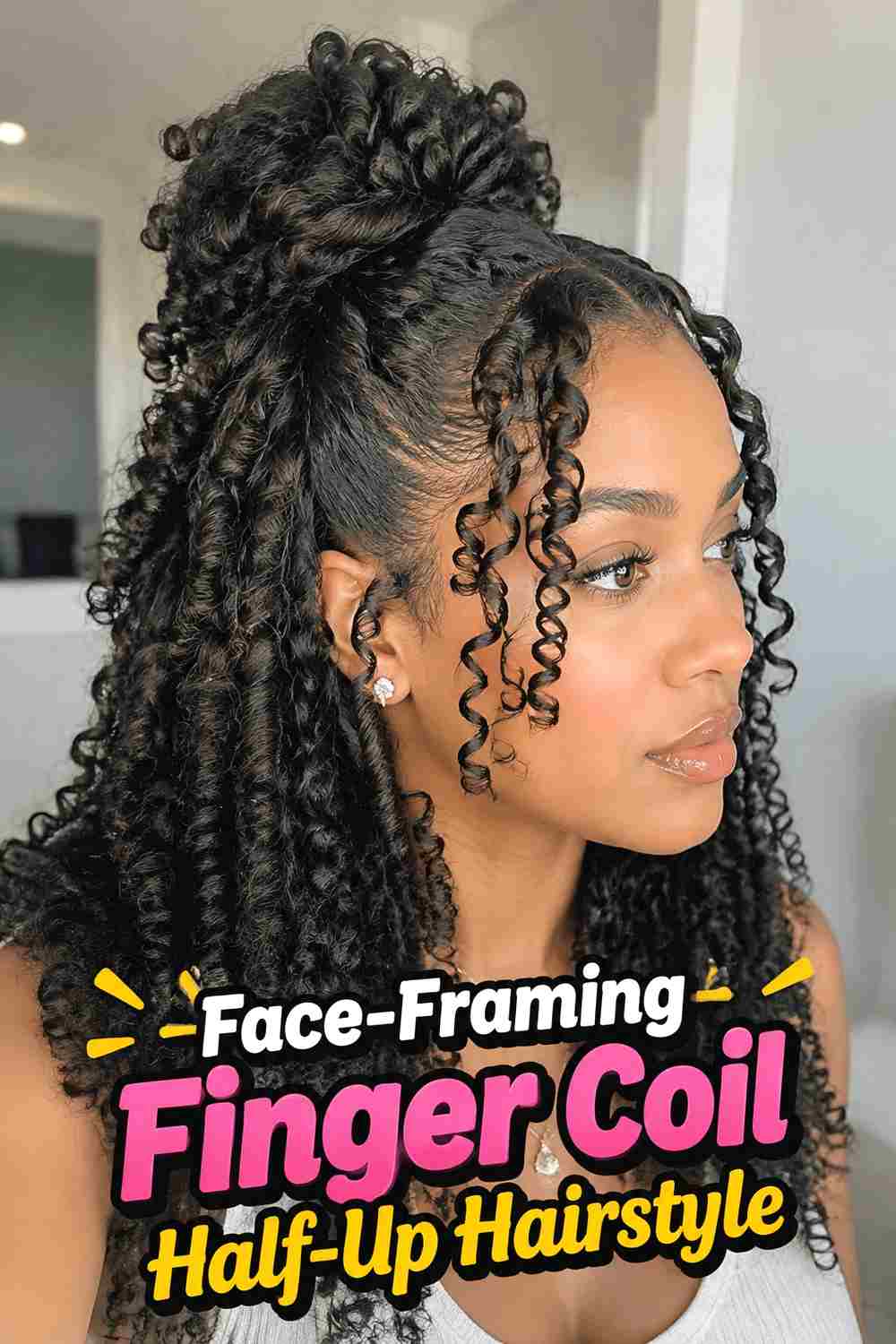 15. Face Framing Finger Coil Half Up Hairstyle