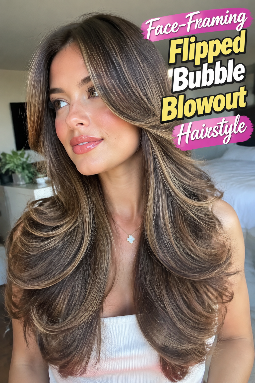 Face-Framing Flipped Bubble Blowout Hairstyle