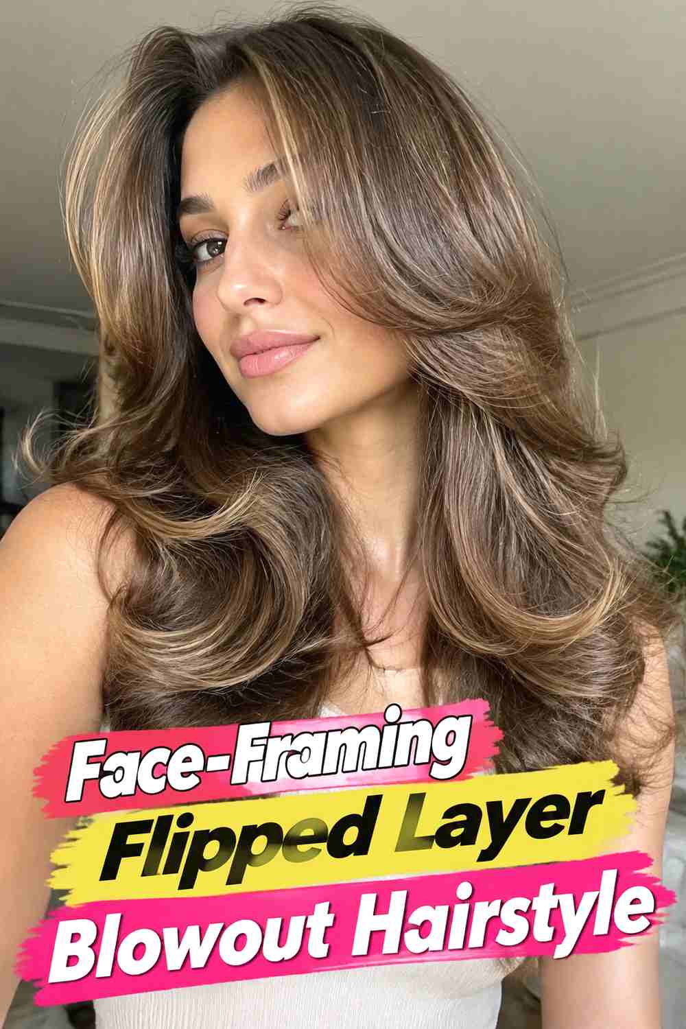 2. Face Framing Flipped Layer Blowout Hairstyle