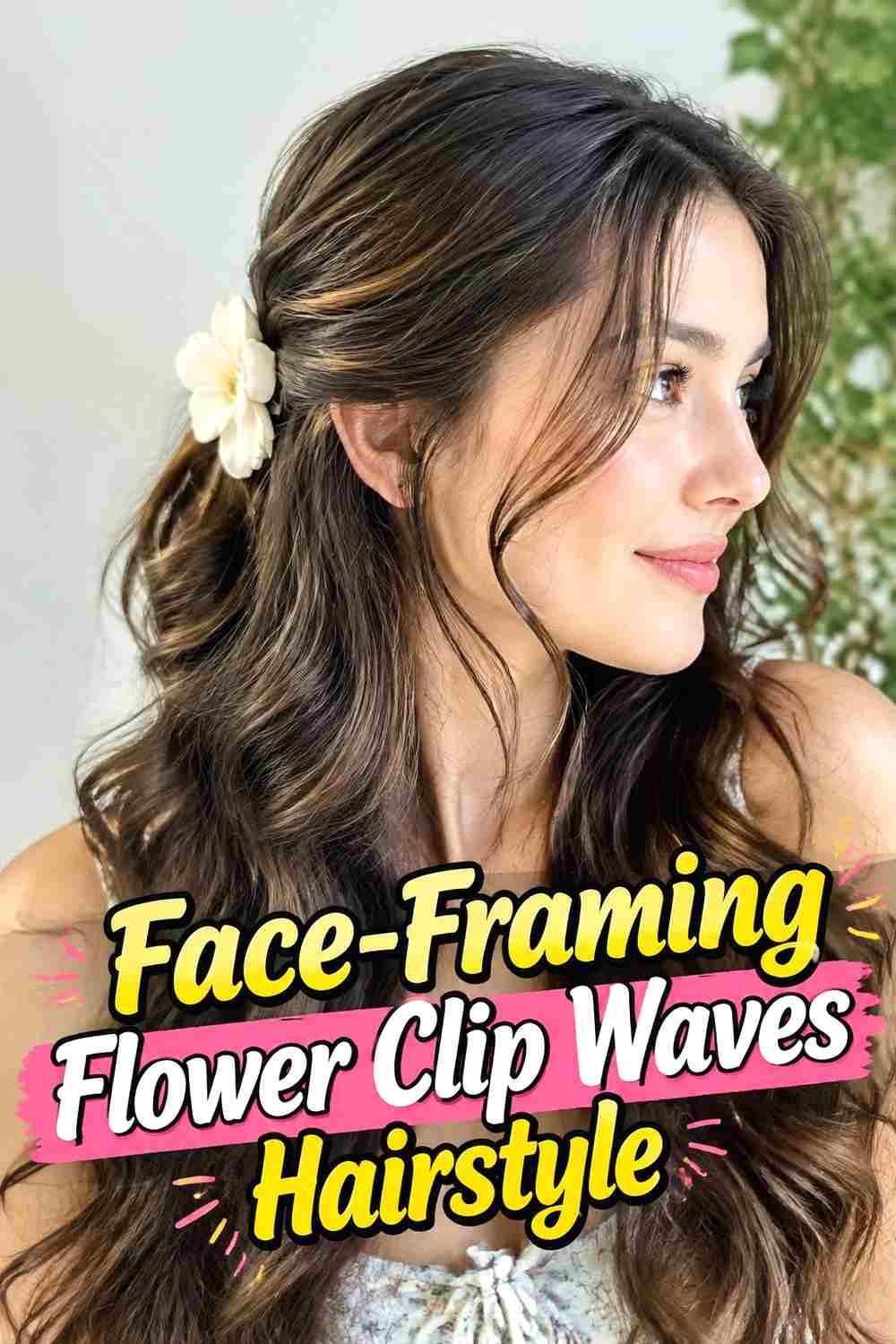 12. Face Framing Flower Clip Waves Hairstyle
