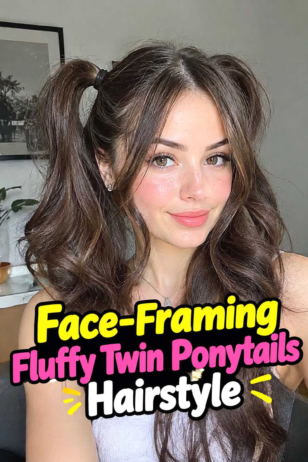 Face-Framing Fluffy Twin Ponytails Hairstyle