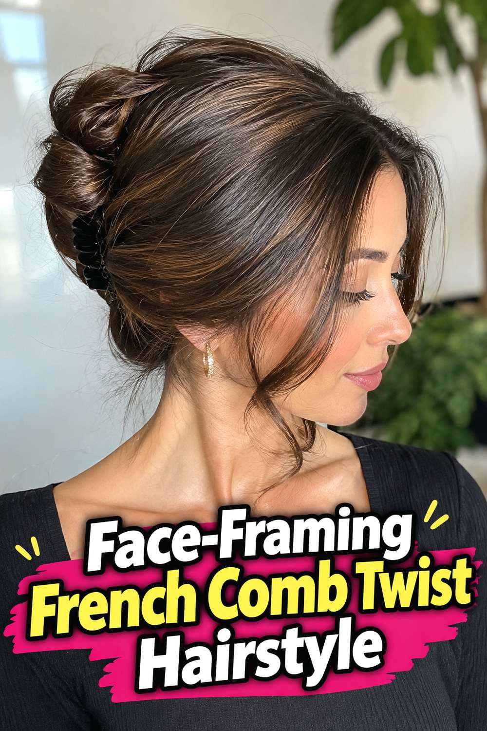 17. Face Framing French Comb Twist Hairstyle