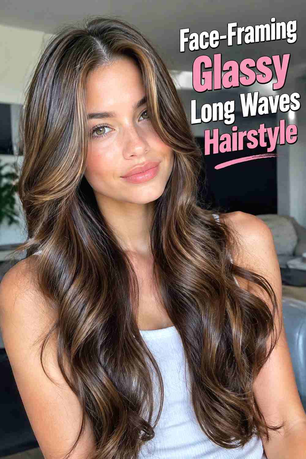 4. Face Framing Glassy Long Waves Hairstyle