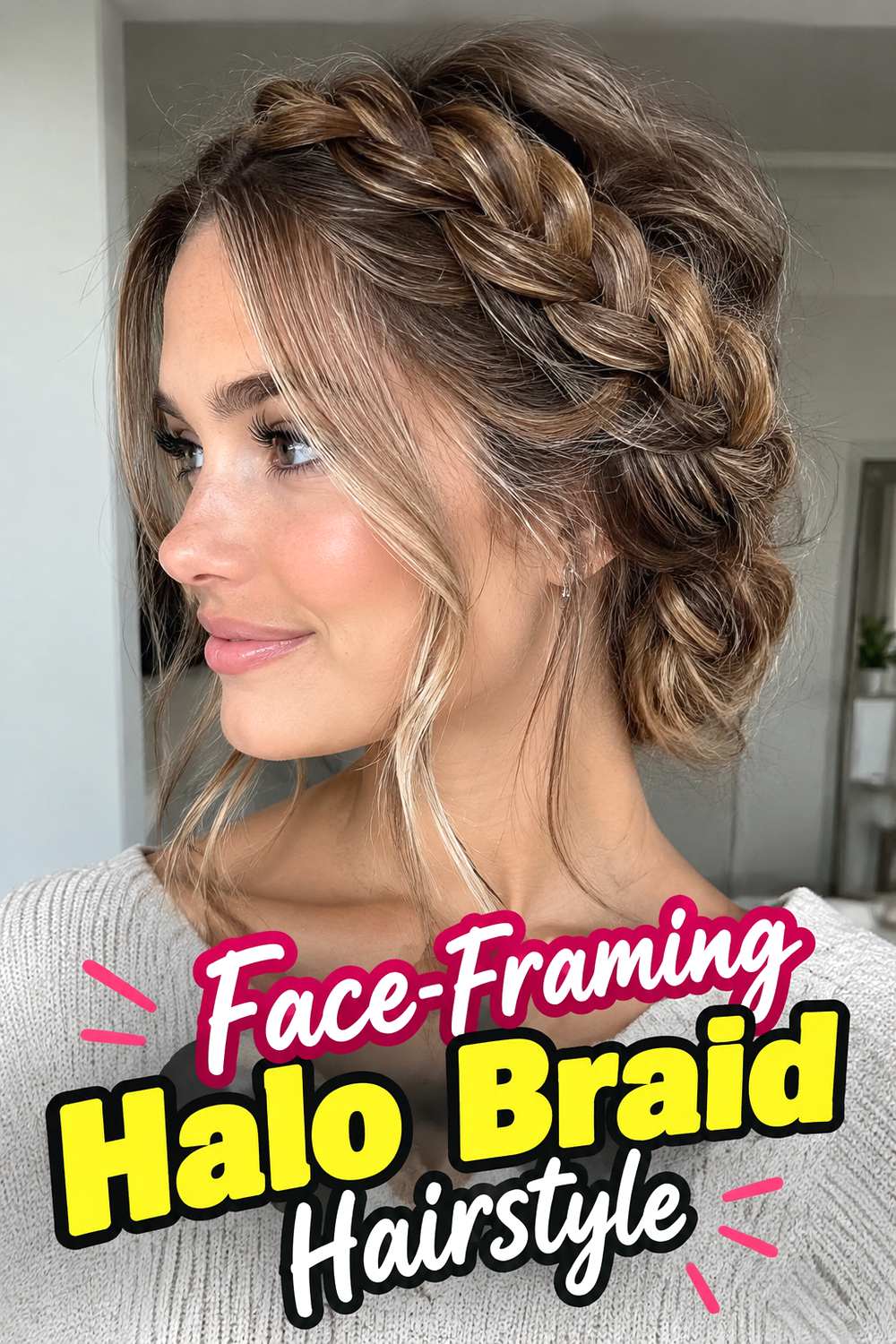 Face-Framing Halo Braid Hairstyle