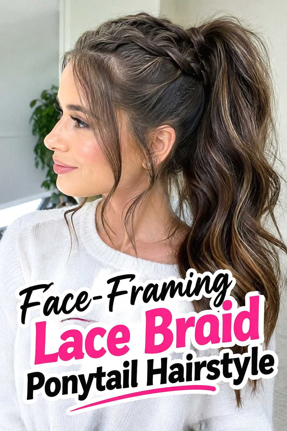 17. Face Framing Lace Braid Ponytail Hairstyle