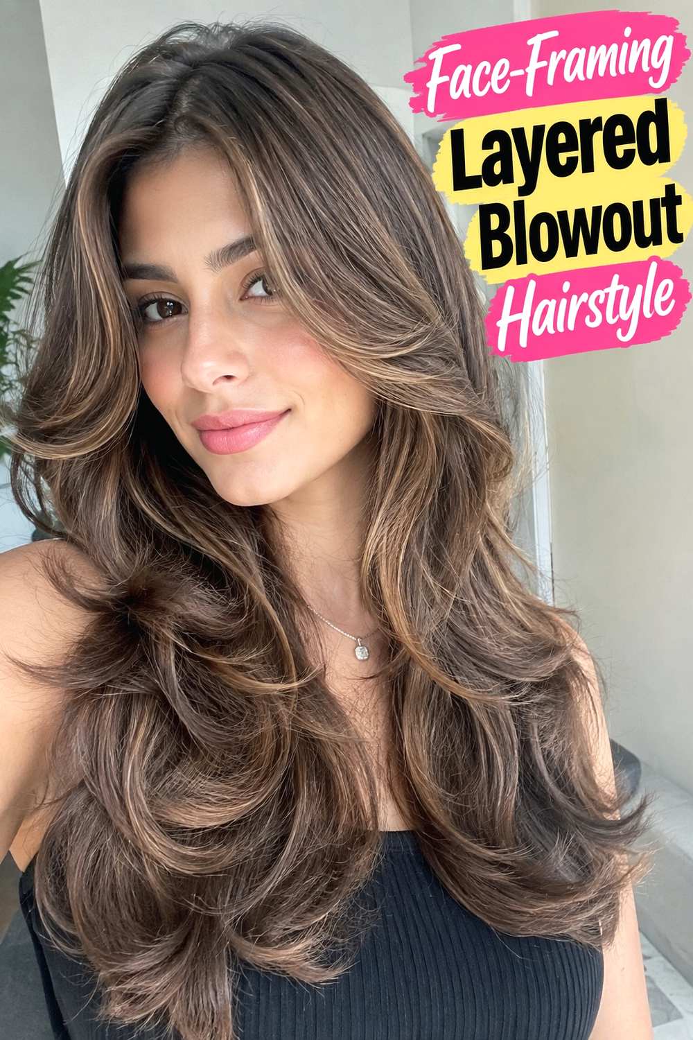 2. Face Framing Layered Blowout Hairstyle