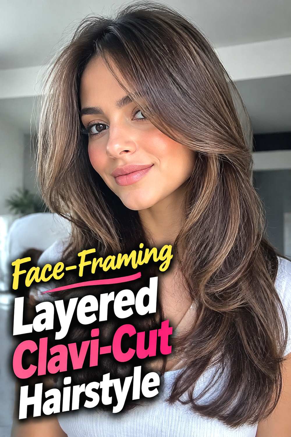 Face-Framing Layered Clavi-Cut Hairstyle