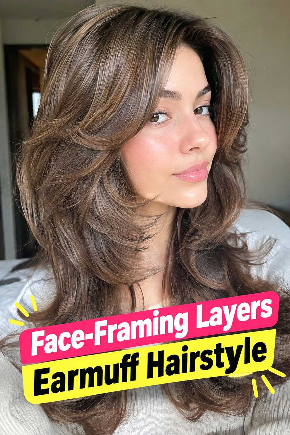 13. Face Framing Layers Earmuff Hairstyle