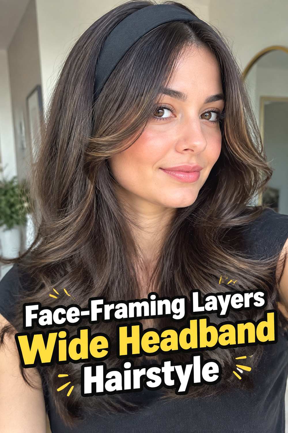 Face-Framing Layers Wide Headband Hairstyle