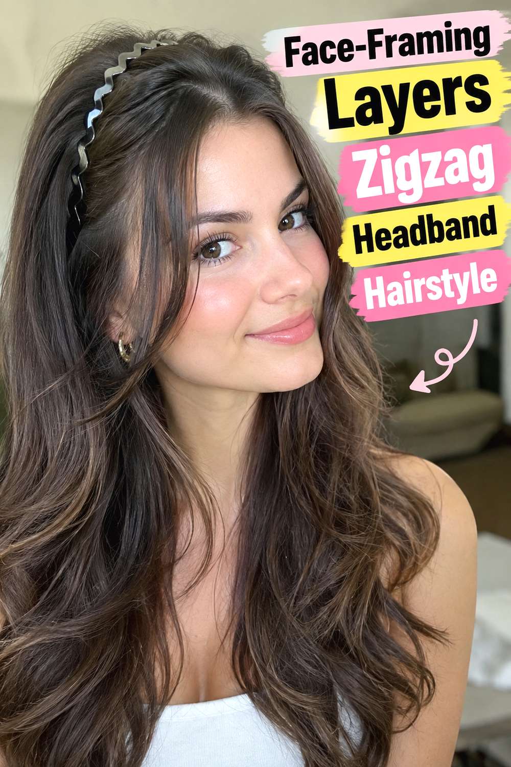 Face-Framing Layers Zigzag Headband Hairstyle