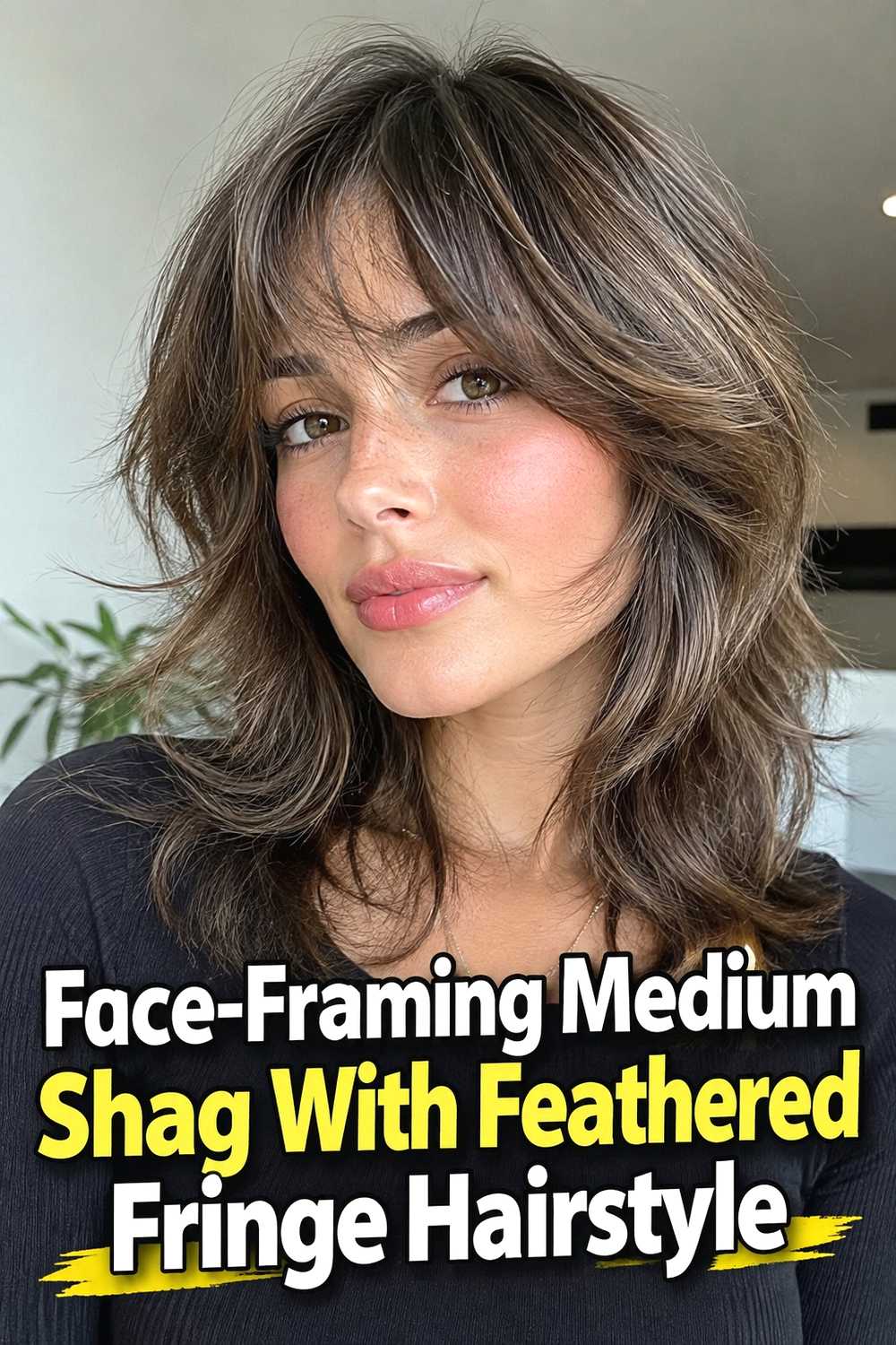 11. Face Framing Medium Shag With Feathered Fringe Hairstyle
