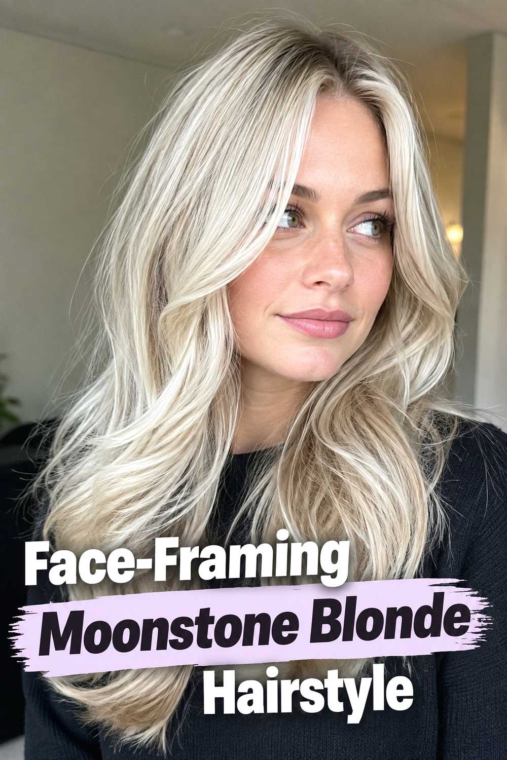 7. Face Framing Moonstone Blonde Hairstyle