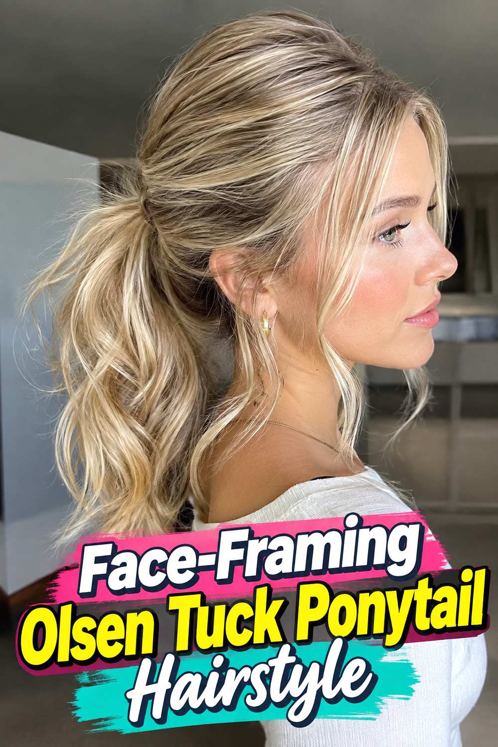 Face-Framing Olsen Tuck Ponytail Hairstyle